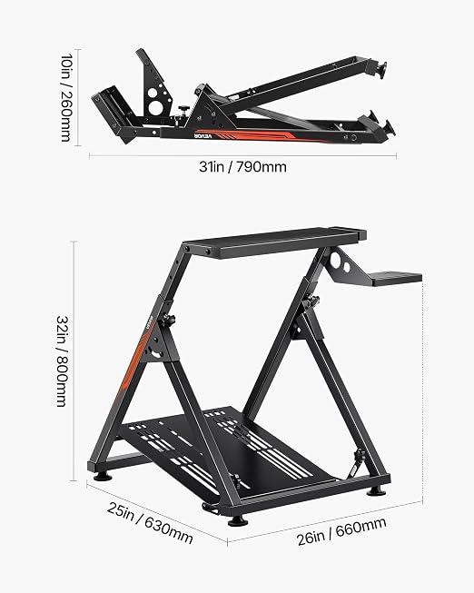 VEVOR Racing Wheel Stand, Adjustable & Foldable Simulator Stand for Logitech G923 G920 G29 G27, Thrustmaster T300RS TX F458 T500RS T3PA-PRO(F1/GT) Gaming Cockpit,Pedals Simulator NOT Included,Compact - Image 7