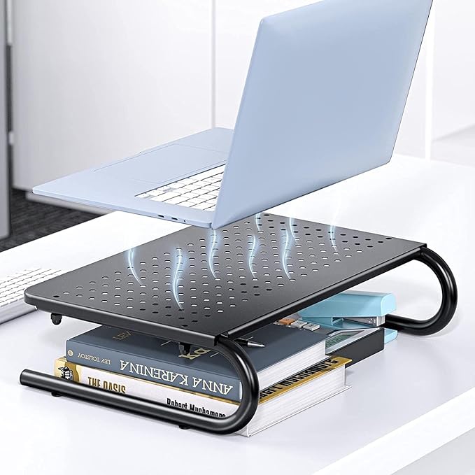 HUANUO Monitor Stand Riser for Desk, Laptop Stand, Laptop Shelf w/Vented Metal, Desktop Computer Stand Desk Organizer for Laptop, PC, Printer - Image 4