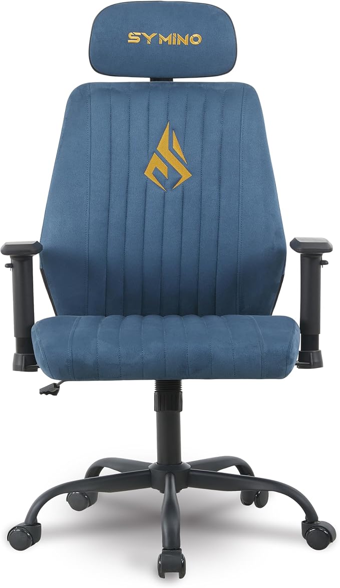Symino Office Chair Ergonomic with 109° Rocking Function, Breathable Suede Fabric, Integrated Lumbar Support, Adjustable Headrest & Armrests, Swivel Desk Chair by Unknown