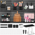 Unittype 17 Pcs Peg Board Combination Kit, 6 Plastic Wall Pegboard with 11 Accessories, 33" x 22" Desk Pegboard Organizer with Shelf Hook for Office, Kitchen, Gaming, Garage, Craft Room(Black) by Unittype