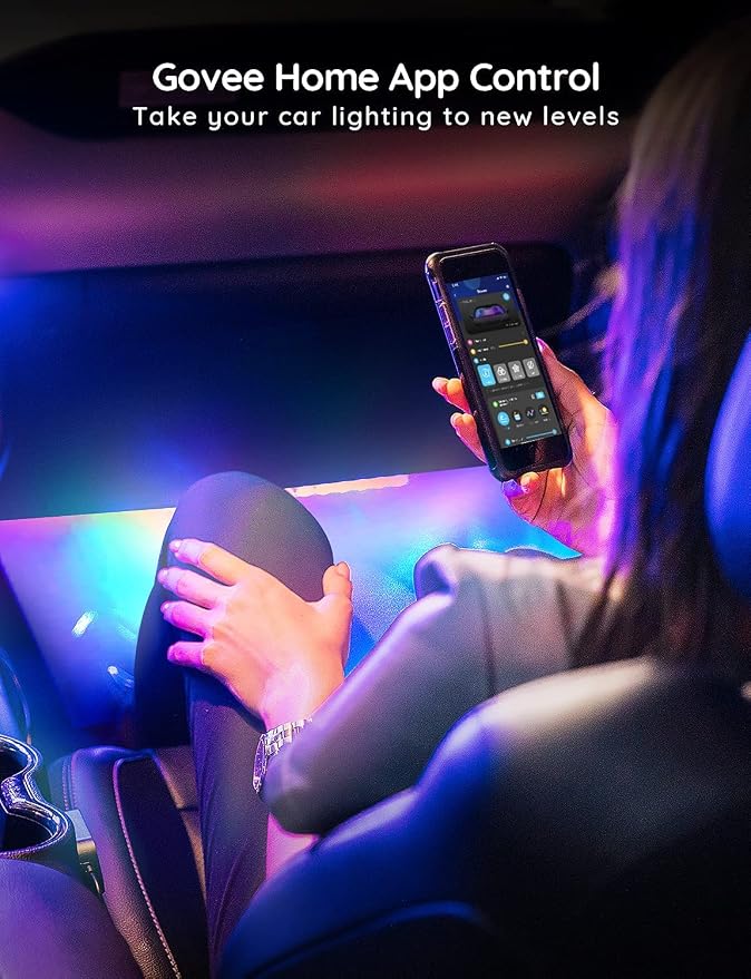 Govee Car LED Strip Lights, Smart RGBIC Interior Car Lights, APP Control - Image 5