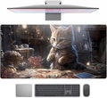 Lotus Cat XL Extended Large Gaming Mouse Pad - Black Magic Mystical Zone Gaming Desk Mat - Computer Laptop Keyboard and Mouse Mat Desktop Protector - 31.5 x 15.8 in by TENG+DA+QING