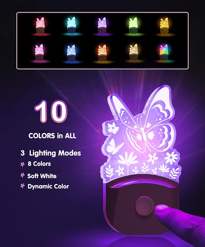 L LOHAS LED Kids Night Light, Butterfly Night Light for Kids, Colored Mode - Image 5
