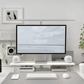 Bamboo Monitor Stand Riser, Natural Desk Shelf with Acrylic Legs | 31.5-Inch Wide, 3.3-Inch Clearance, Fits Monitor, Laptop, Printer and Speakers for Small Desks by Rocdeer