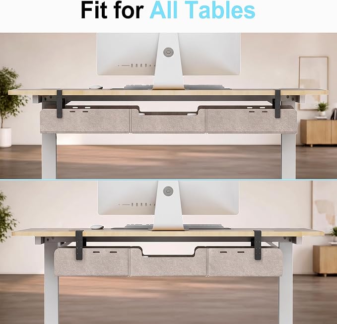No-Drill Under Standing Desk Cable Management,31.5" L,Beige - Image 9