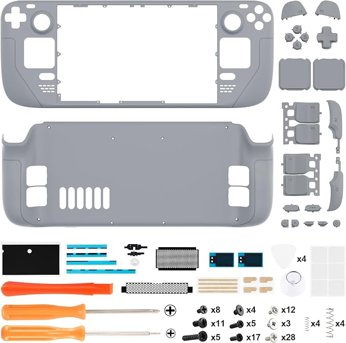 eXtremeRate DIY Full Set Shell with Buttons for Steam Deck LCD, Custom Faceplate Back Plate Replacement Shell for Steam Deck LCD - New Hope Gray [Console NOT Included] - Image 2