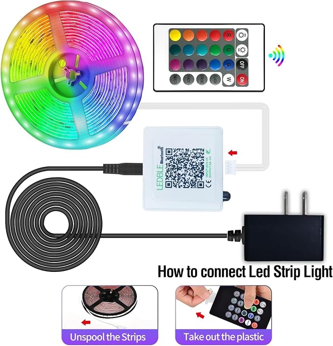Led Strip Lights,20ft Led Light Strips Music Sync Color Changing RGB Led Strip Built-in Mic,Bluetooth App Control LED Rope Lights with Remote,5050 RGB Led Lights for Bedroom,Home,TV,Party,Christmas - Image 6