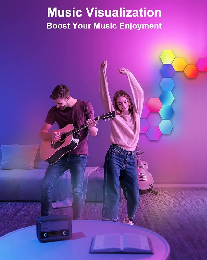 Gaming LED Hexagon Lights, Smart Hexagon Wall Lights App and Remote Control, LED Light Panels for Wall Music Sync, DIY Geometry RGB Gaming Room Decor for Living Bedroom Streaming, 7 Panels - Image 3