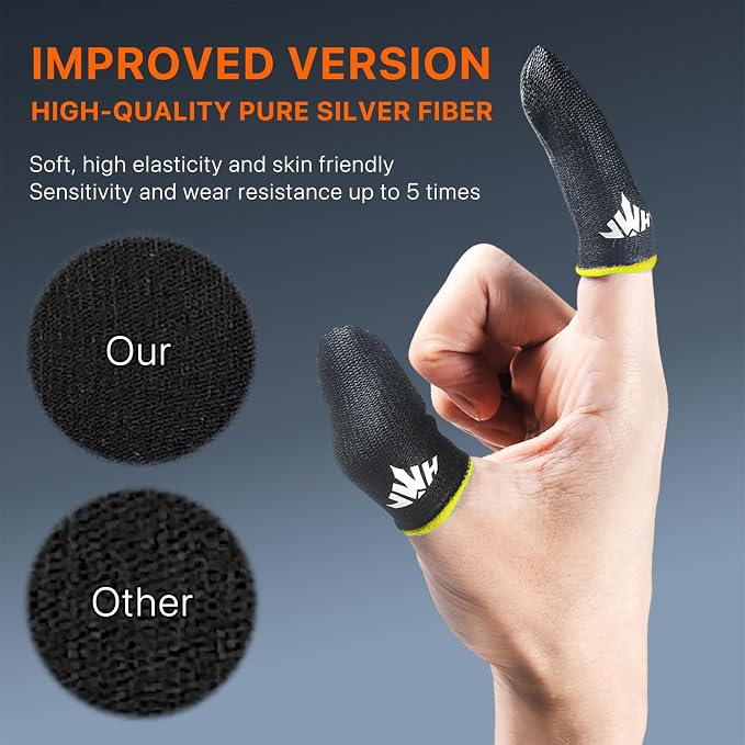 16 Pack Mobile Phone Gaming Thumb Sleeve,with Storage Box JWH Finger Cots for PUBG Gaming Glove,Yellow Edge​,Anti-Skid,Silky and Sweat-Proof,Dedales Gamer profesionales guantes para - Image 6