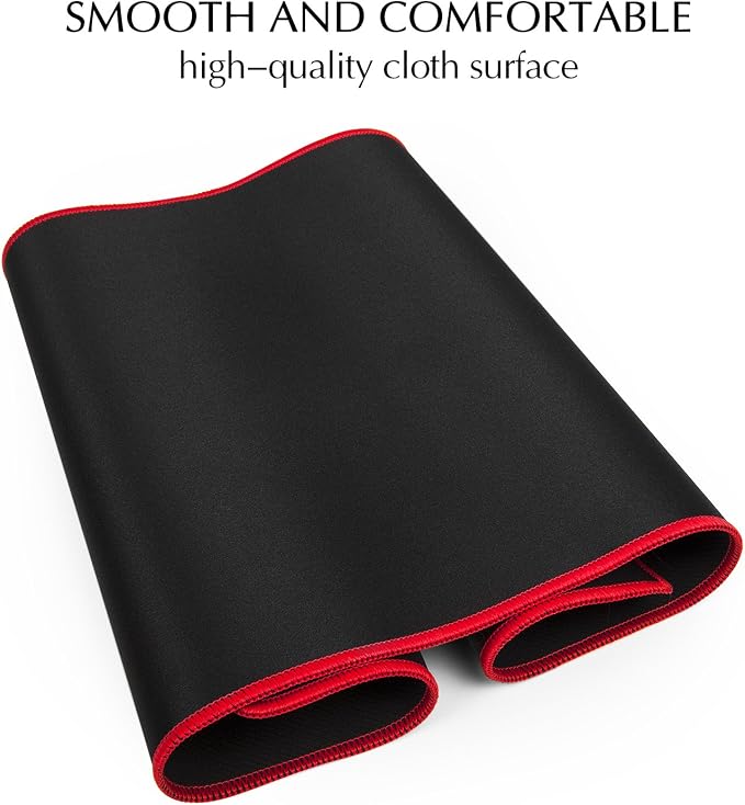 JIALONG Extended Gaming Mouse Pad Keyboard Desk Mat for Gaming & Office | XXL large size; non-slip rubber base; red stitched edges；smooth mouse control; fit for gaming & office use - Image 5