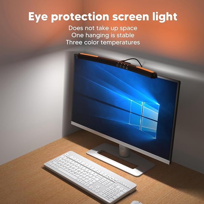 Computer Monitor Lamp with Asymmetric Optical Design Adjustable Touch Dimming RGB Light Curved Monitor lamp bar with Asymmetric Optical Design USB Lamps USB Lamps - Image 2
