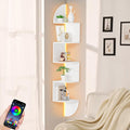 Waipfaru Corner Shelf, 5 Tier Bookshelf with LED Light, Corner Shelf Wall Mounted, Floating Shelves for Wall, Display Stand for Bedroom, Living Room, Bathroom, Home, Office, White by Waipfaru