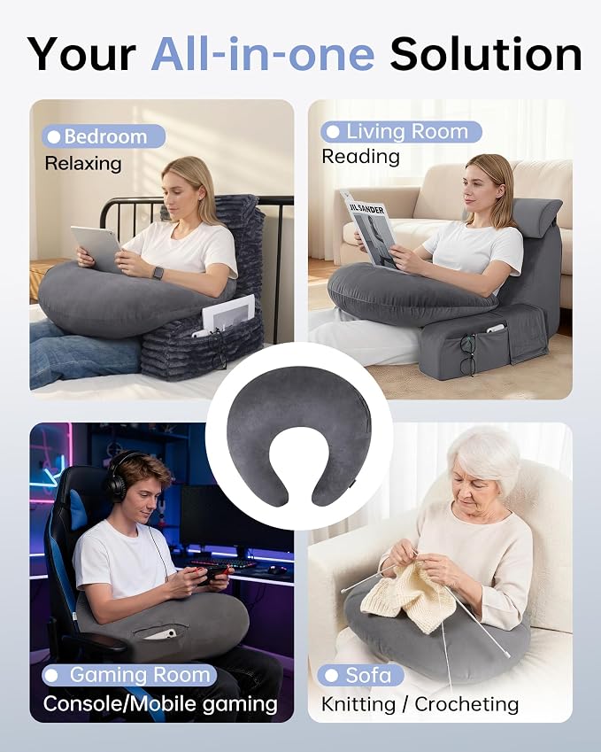 ENITYA U-Shaped Ergonomic Crochet Pillow for Lap Support - Image 7