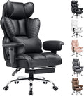 COMHOMA Big and Tall Office Chair Heavy Duty Wide Ergonomic Gaming Chair with Deluxe Embossing Leather with Foot Rest 150°Reclining Adjustable Armrests Pocket Spring Back Support and Without Pillow by ComHoma