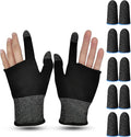 Mobile Game Finger Sleeves, Sweat-proof Fingertip Covers - 10 Finger Touchscreen Control, Seamless Thumb, 1 Pair Glove (10 Fingers & 1 Pair Glove) by Unknown