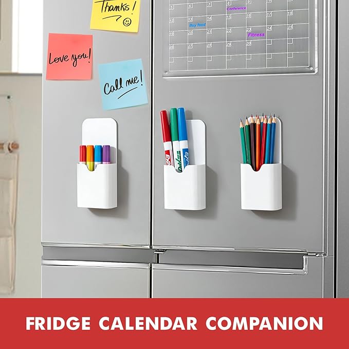 BEYGORM Magnetic Pen Holder for Refrigerator, Pencil Cup Organizer (White) - Image 3