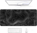 Auhoahsil Large Mouse Pad, XXL Desk Pad, Extened Mousepad 31.5" x 11.8", Non-Slip Rubber Base, Stitched Edges, Superior Surface, Gaming Keyboard Mat, Waterproof Desk Pad, Black Contour by Auhoahsil