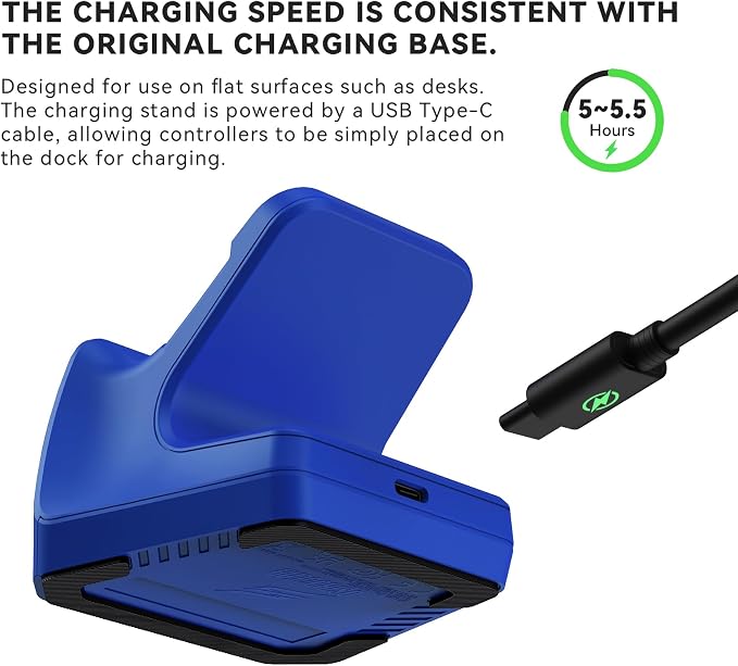 Charging Station Dock for Xbox Elite Series 2 Controller, Magnetic Charger Stand for Xbox Elite Series 2 Core Controller with Type C Charging Cable, LED Indicator - Blue - Image 3