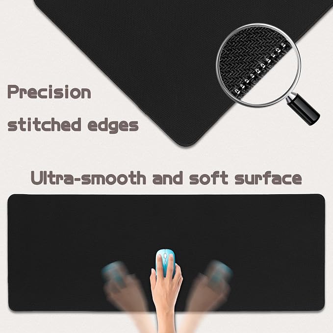Mouse Pad Gaming - Desk Mat for Keyboard and Mouse - Black Large Mouse Pad for Desk, Mousepad (31.5 x 11.8inch) with Non-Slip Base, Desks Pad Mat for Gaming, Office and Home - Image 3