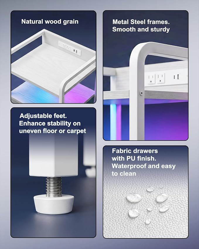 Fixwal Led Nightstand with Multiple Gradient Color Light Effects, White - Image 6