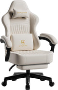 GTPLAYER Gaming Chair, Video Game Chairs with Footrest, PC Gamer Chairs for Adults - Padded High Back Ergonomic Reclining Silla Gamer, Linkage Armrest, Ace Pro, Ivory by GTPLAYER
