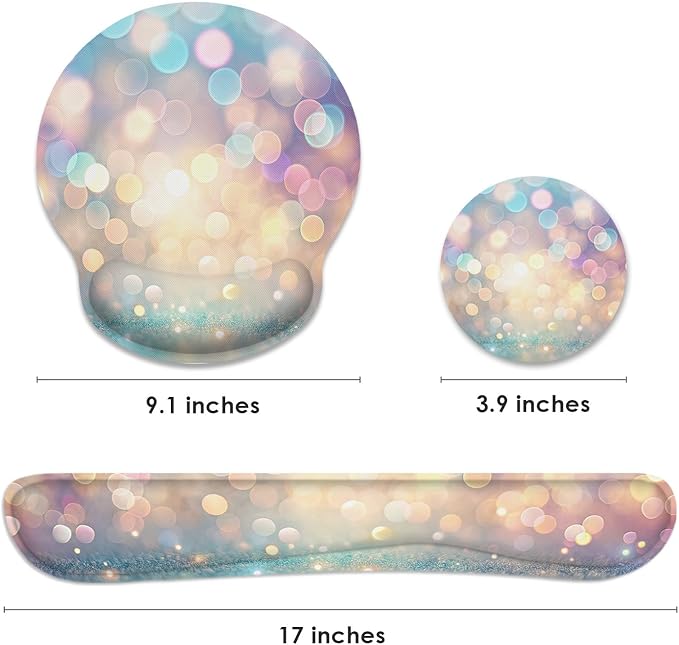 Britimes Ergonomic Mouse Pad Set with Wrist Rest, Glitter Gold - Image 2
