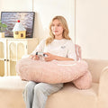 17" Reading Pillow for Bed,U Shaped Arm & Elbow Support,Pink Corduroy | Backrest Supports Back,U Shaped Lap Pillow Cushions Arms,Elbows & Wrists,Ribbed Corduroy for Reading,Gaming,Watching TV by PAJEO