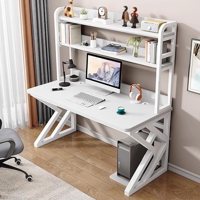 55in Gaming Desk with Bookshelf, Pegboard & Storage Shelves | Spacious Sturdy Large Writing Table ，with Desktop Shelves & Ample Leg Room – Ideal Home Office PC Gamer Workstation Desk - Image 3
