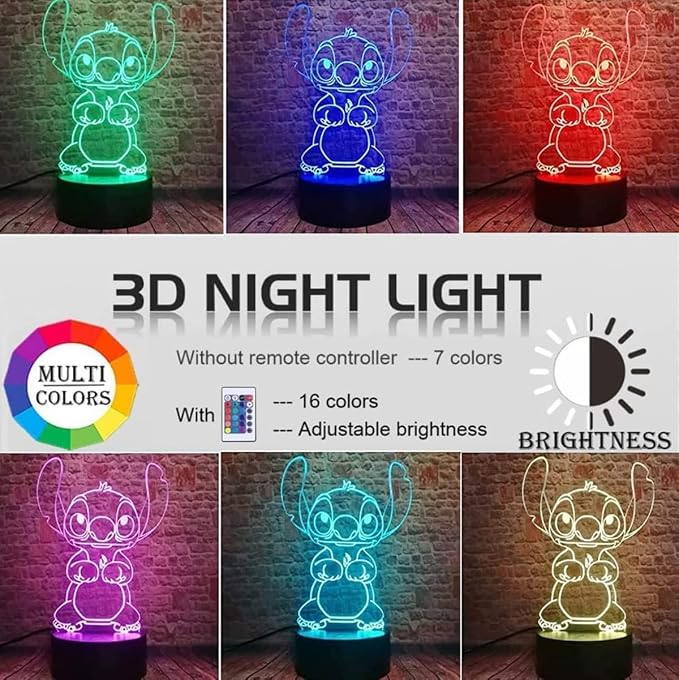 LOUHH 3D Illusion Night Light, 16 Color Night Light - 3D LED Intelligent Remote Control Lamp for Children's Room Decoration and Children's Gifts - Image 2