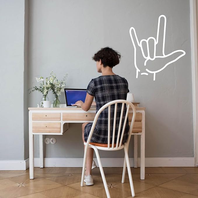 I Love You Neon Sign Hand Sign for ASL Classroom Decor Love you Hand Gesture Led Neon Light Sign for Wall Decor Stream background Gifts 12.6 * 14.4 Inch - Image 5