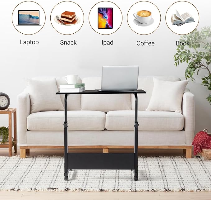 Karl home Small Side Mobile Table, 23.6 inch, Black - Image 5