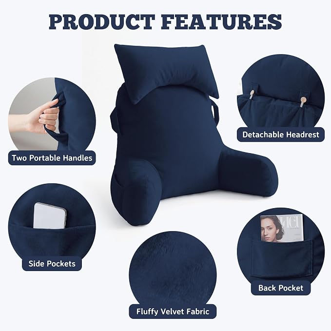Reading Pillow for Bed,Back Pillow for Bed Sitting Up,Lumbar Support Pillow - Image 6