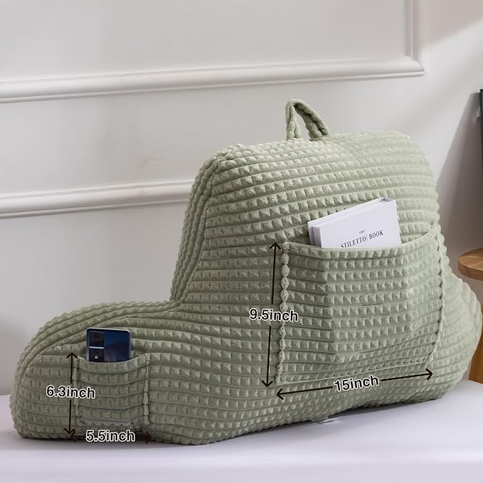 A Nice Night Green 18.5" Bed Wedge Reading Pillows with Arms for Sitting - Image 4
