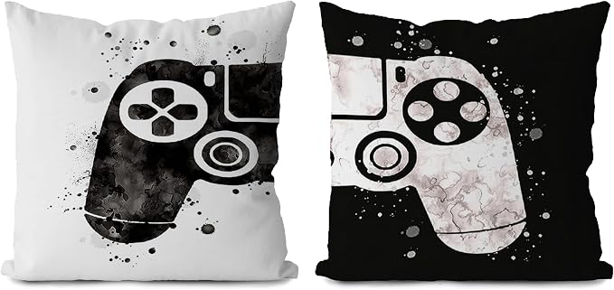 Gaming Pillow Covers Set of 2 - 18x18, Gamer Gifts & Decor for Boys' Room by Likjadjustfollowme