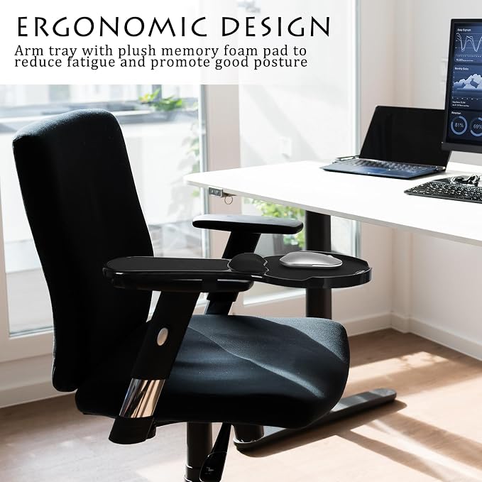 Ergonomic Arm Rest Mouse Pads for Chairs,Mouse pad Chair Attachment | Upgrade Adjustable Chair arm Mouse pad, Gaming Covers for Elbows and Forearms Pressure Relief - Image 2