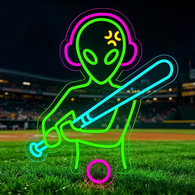Baseball Neon Sign LED Wall Decor, Dimmable USB Powered Sports Neon Light for Bedroom, Man Cave & Dorm, Multicolor Baseball Neon Sign, Unique Gift for Men, Boys & Baseball Fans by Tailedi