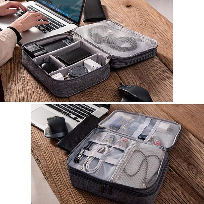 OrgaWise Electronics Organizer, Electronic Accessories Bag Travel Cable Organizer Three-Layer for iPad Mini, Kindle, Hard Drives, Cables, Chargers - Image 6