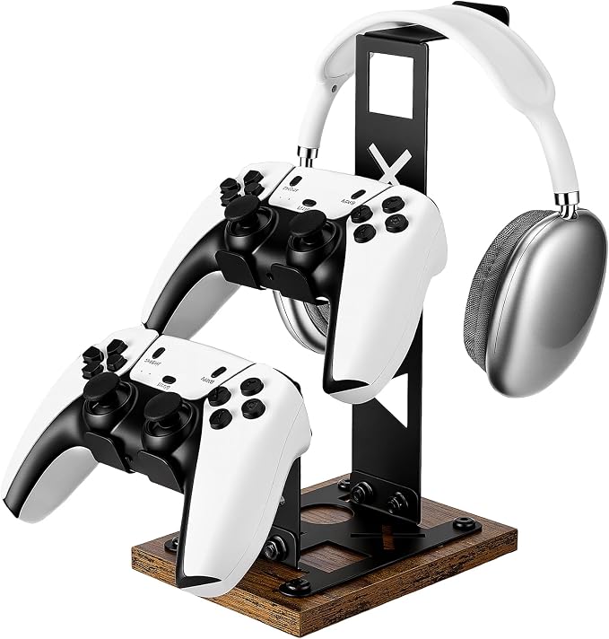 Gaming Headset Stand Game Headphone Organizer Controller Holder for Gamepad | Gaming Headphones Stand Gamepad Organizer Game Earphone Hanger Controller Hook for Desktop,Gaming Desk Accessories Black by CCAENI