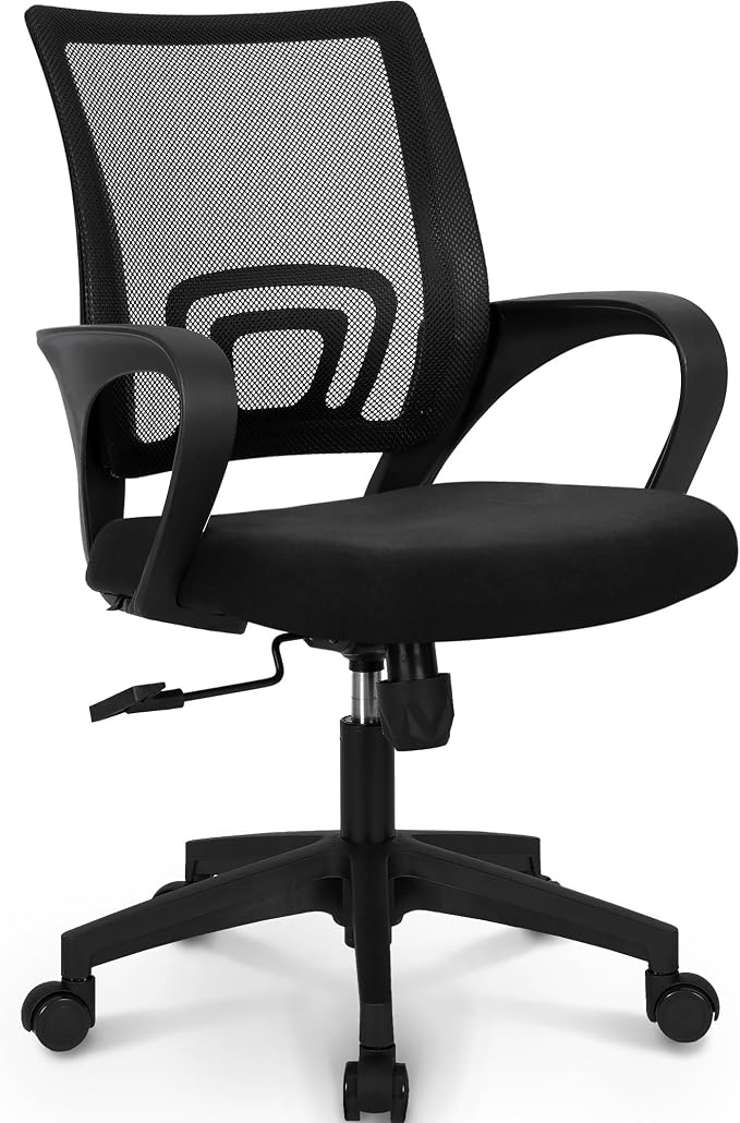 NEO CHAIR Office Computer Chair Ergonomic Mid-Back Mesh Desk Chair, Black | Breathable Mesh Back with Lumbar Support, Height Adjustment, Smooth Rolling Casters for Home Office, Study or Gaming Setup by NEOCHAIR