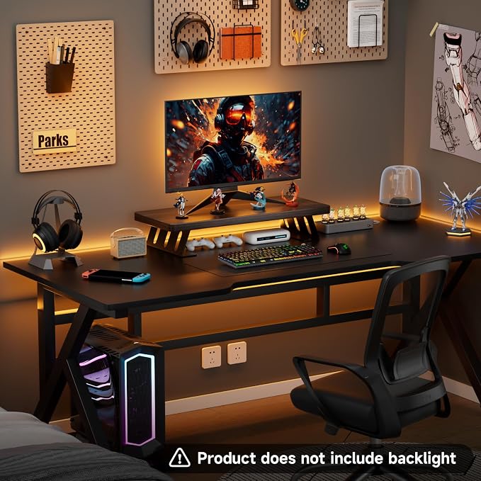 Monitor Stand – 24 Inch Wood Monitor Riser, Holds Up to 220 Lbs, Perfect as a Printer Stand or Laptop Riser, Desktop Shelf for Home Office & Gaming Setup-Dark Walnut - Image 4
