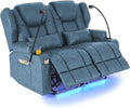 Redlife Power Loveseat Recliner Sofa with Blue LED Base Lights by Redlife