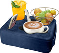 Couch Bed Cup Holder Pillow, Nisdoing 5 Hole Couch Drink Holder! Keep Drinks Hand Side and KeepTemp, Prevent Spills and Use Anywhere. Cup Holder for Couch, Bed,Camping,RV,Car,Beach. Navy Blue by NISDOING