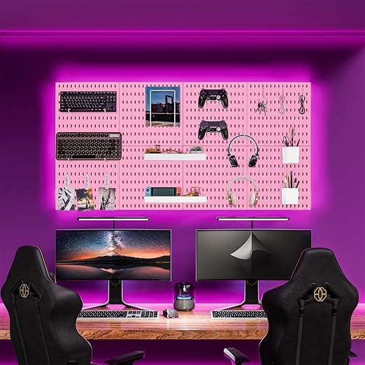Pegboard Combination Kit for Wall Organizer, Wall Mounted Peg Board Kits for Kitchen, Bedroom, Office, &Bathroom, 4 Pieces Black Pegboards and 14 Accessories, 22" x 22" - Image 2