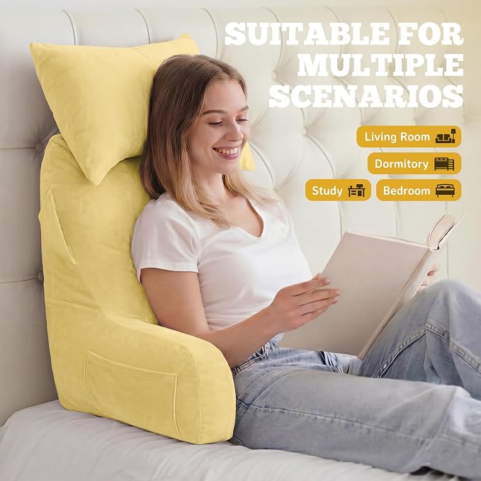 Reading Pillow for Bed,Back Pillow for Bed Sitting Up,Lumbar Support Pillow - Image 3