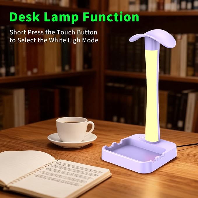 Headphone Stand with Charger,Gaming Headset stand with RGB Light Mode,For Airpod Max Stand,Desk Lamp,Phone Holder,Tablet Holder,desktop organizer,Gifts for Gamers & Music Lover (Purple) - Image 5