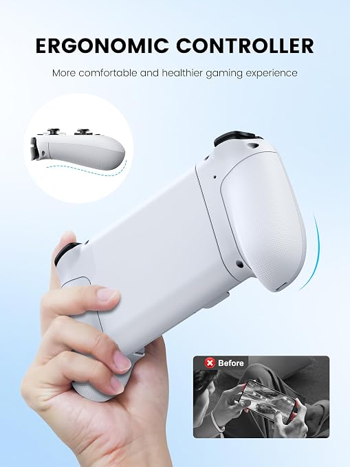Mocagen MC1 Phone Controller for iPhone & Android – Ergonomic Grip, Low Latency, Case Friendly, Bluetooth Mobile Controller with Hall Effect Joysticks, Turbo, Portable Travel Companion for Car/Leisure - Image 3