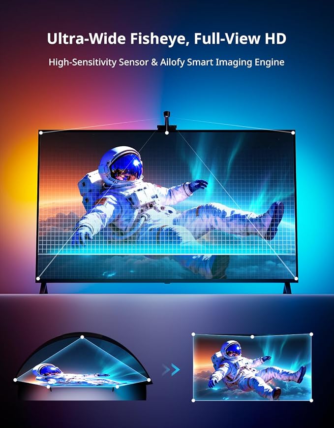 Ailofy TV Backlight with Camera for 40-50" TVs, 7.87ft LED Strip Lights, Real-Time Full-Screen Sync for Movies, Gaming & Music, Smart Bias Lighting, Works with Alexa & Google Assistant, App Control - Image 3