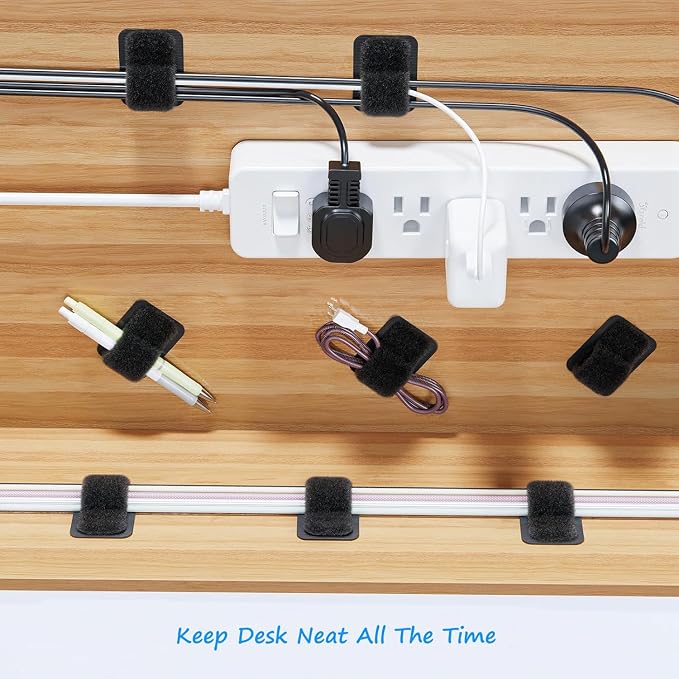 Under Desk Cable Management Kit: 20 Adhesive & 100 Zip Ties Black - Image 3