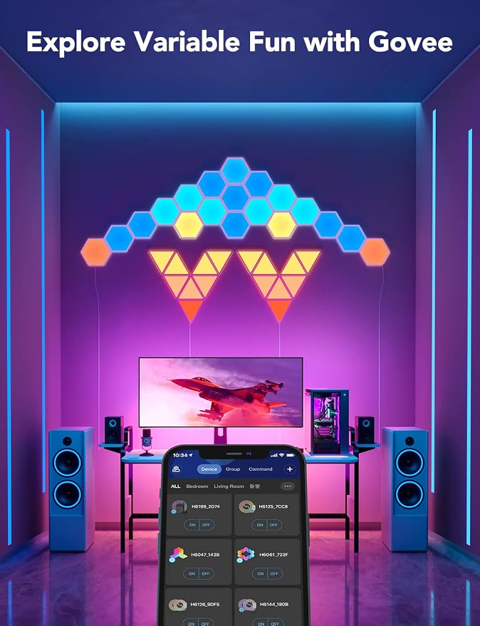 Govee Glide Hexa Light Panels, RGBIC Hexagon LED Wall Lights, Wi-Fi Smart Home Creative Wall Lights with Music Sync, Compatible with Alexa Google Assistant for Indoor Gaming Decor, 20 Pack - Image 6