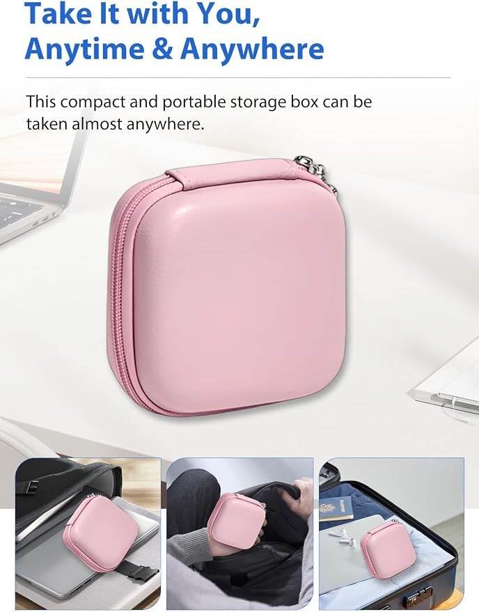 for Anbernic RG Rotate EVA Carrying Case, Hard Shell Travel Pouch with Soft Mesh Pocket, Shockproof Protective Bag with Lanyard – Portable for Console & Accessories (Pink) - Image 7